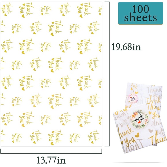 100 Thank You Tissue Paper Sheets, 13X19” PRICE IS FIRM - Picture 5 of 6